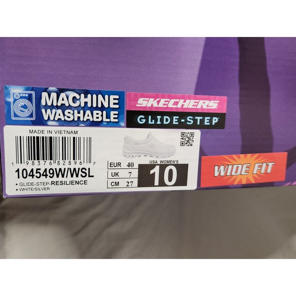 Skechers Glide‑Step Resilience Women’s 10 Wide Fit White Silver - Picture 9 of 11